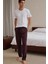 %100 Pamuk 2'li Premium Kumaş Pijama Altı Beli Regular Fit Lastikli Ipli Cepli Terletmez Esnek Bordo-Haki Erkek Rahat Kesim Eşofman Paket 3