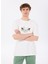 D5SM-TST3742 Ekru Bisiklet Yaka Relaxed Nakışlı Erkek T-Shirt 1
