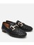 01AYH303950A100 KADIN Deri Siyah Örgü Detaylı Tokalı Klasik Loafer 2