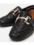 01AYH303950A100 KADIN Deri Siyah Örgü Detaylı Tokalı Klasik Loafer 3