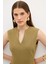 V Yaka Elbise Olive 12442906002 2