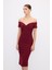 Kısa Kollu Midi Elbise Bordo 12444684001 5