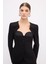 Kalp Yaka Blazer Ceket Siyah 11944617001 4