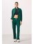 Yeşil Yumuşak Dokulu Dik Yaka Oversize Kargo Cepli Kadın Crop Top Sweatshirt - 97301 1