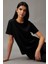 Kadın Ck Smooth Pamuklu T-Shirt - Siyah 3