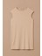 Kadın Kolsuz Basic T-Shirt - Bej 1