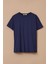 Kadın Günlük Yuvarlak Yaka Kısa Kollu T-Shirt - Lacivert 1