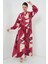 2423 Otantik Desenli Tesettür Elbise - B. Bordo 1