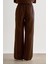 Acı Kahve Mizalle Koyu Kahverengi Rahat Kesim Geniş Paçalı Modal Pantolon 3