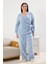 Açık Mavi Kruvaze Yaka Wellsoft/peluş Örme Pijama Takımı 1