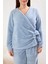 Açık Mavi Kruvaze Yaka Wellsoft/peluş Örme Pijama Takımı 3