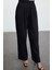 Siyah Pamuklu Ederli Kumaş Wide Leg/geniş Paça Dokuma Pantolon 4