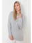 Gri Kapüşonlu Önü Etiket Detaylı Örme Sweatshirt TCTSS24TW00007 1
