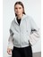 Gri Melanj Fermuarlı ve Paraşüt Detaylı Kapüşonlu Regular Kalıp Örme Sweatshirt 2