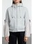 Gri Melanj Fermuarlı ve Paraşüt Detaylı Kapüşonlu Regular Kalıp Örme Sweatshirt 3