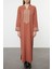 Tarçın Kapüşonlu ve Işleme Detaylı Dokuma Kimono& Kaftan & Jalabiya 3