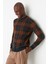 Antrasit Slim Fit Bisiklet Yaka Ekose Yün Karışımlı Triko Kazak TMNAW21KZ0369 3