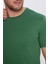 Unisex Slim Fit Dar Kesim %100 Pamuk Yumuşak Dokulu Yeşil Bisiklet Yaka Tişört 4
