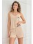 Kadın Ince Askı Kaşkorse Şortlu Bej Pijama Takımı 70702-943 1