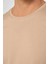 Unisex Slim Fit Dar Kesim %100 Pamuk Yumuşak Dokulu Vizon Renk Bisiklet Yaka Tişört 3
