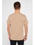 Unisex Slim Fit Dar Kesim %100 Pamuk Yumuşak Dokulu Vizon Renk Bisiklet Yaka Tişört 5