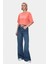 Helena Bej Bisiklet Yaka Oversize Crop Nakışlı Oversize Kadın Tshirt 3