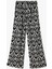 Etnik Desenli Beli Bağcıklı Viskon Geniş Paça Pantolon 4