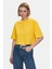 Indıana Gök Mavi Bisiklet Yaka Crop Baskılı Loose Fit Kadın Tshirt 1