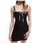Kontrast Bağcıklı Kalp Yaka Sırt Detaylı Dar Kalıp Bodycon Askılı Mini Elbise 1