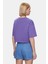 Indıana Gök Mavi Bisiklet Yaka Crop Baskılı Loose Fit Kadın Tshirt 4