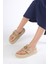 Alison Hakiki Süet Bej Renk Platform Tabanlı Parmak Arası Kadın Terlik 2