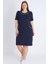 Kadın Lacivert Kısa Kollu Biyel Büyük Beden Pamuklu Elbise 1