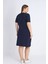 Kadın Lacivert Kısa Kollu Biyel Büyük Beden Pamuklu Elbise 5