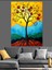 Sarı Ağaç ve Güneş Dekoratif Kanvas - Mdf Ahşap Tablo 1