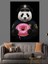 Polis Panda ve Donut Dekoratif Kanvas - Mdf Ahşap Tablo 1