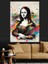 Mona Lisa ve Soyut Renkler Dekoratif Kanvas - Mdf Ahşap Tablo 4