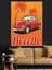 Palmiyeler ve Retro Vosvos "beetle" Dekoratif Kanvas - Mdf Ahşap Tablo 3