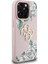 iPhone 15 Pro Max Kılıf Guess Orjinal Lisanslı Gül Baskılı Büyük Metal Logo Dizaynlı Kapak Pembe 3