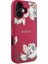 iPhone 16 Kılıf Guess Lisanslı Magsafe Özellikli Taneli Çiçek Tasarımlı Metal Logolu Kapak Fuşya 3