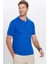 Erkek 5'li Paket Saks Mavi-Bordo-Su Yeşili-Mavi-Gri Slim Fit Pamuklu Düz Pike Polo Yaka Tişört 2