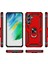 Samsung Galaxy S24 Fe Uyumlu Kılıf Tank Yüzüklü Kırmızı + Ekran Koruyucu 2