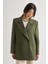 Oversize Çift Yırtmaçlı Haki Blazer Ceket 2