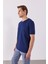 Simon Bisiklet Yaka Cep Detaylı Basic Tişört - Lacivert 3