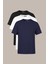Erkek Çok Renkli T- Shirt Regular Fit Rahat Kesim Bisiklet Yaka 3'lü Basic Tişört Paketi 1