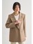 Oversize Çift Yırtmaçlı Bej Blazer Ceket 1