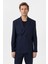 Lacivert Relax Fit Keten Karışımlı Erkek Blazer Ceket 1