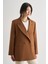 Oversize Çift Yırtmaçlı Kahverengi Blazer Ceket 2