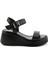 Siyah Leather Kadın Sandalet K05359032203 1