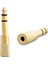 6.3 Mm Stereo Erkek / 3.5 Mm Stereo Dişi Sarı Metal Gold Jack Fiş Çevirici 1