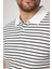 Violes Erkek Beyaz Çizgili Slim Fit %100 Pamuk Polo Yaka Tişört 2